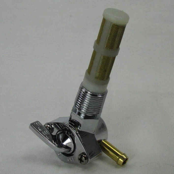 3/8” NPT Chrome Filtered Motorcycle Petcock Fuel Tap 90° Elbow ON OFF RESERVE