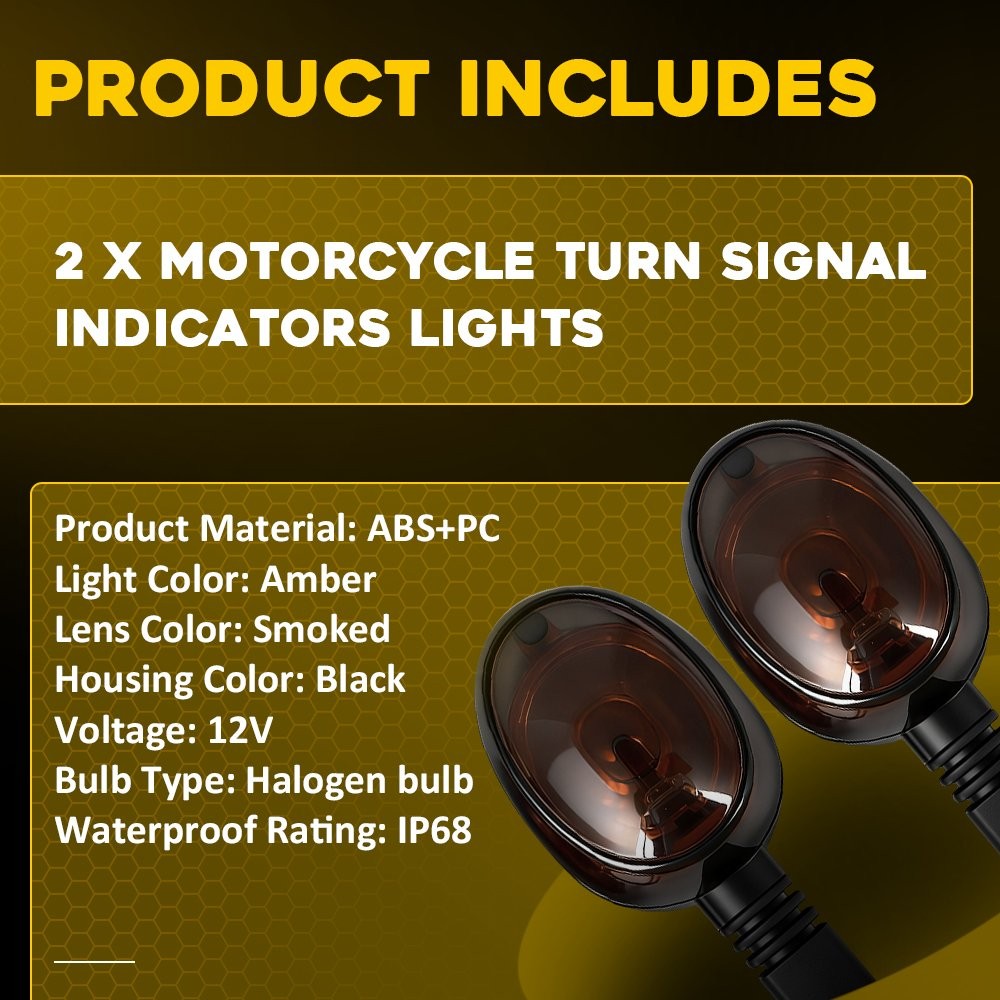 For Buell X1 99-02 Blast 00-10 Smoked Amber Turn Signal Light Pair Y0526.K M10