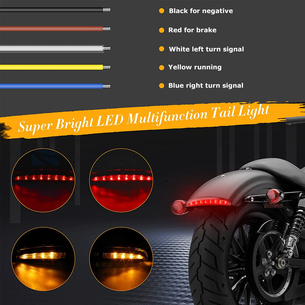 Smoke Motorcycle Bobber Chopper Cafe Racer LED Rear Turn Signal Brake Tail Light