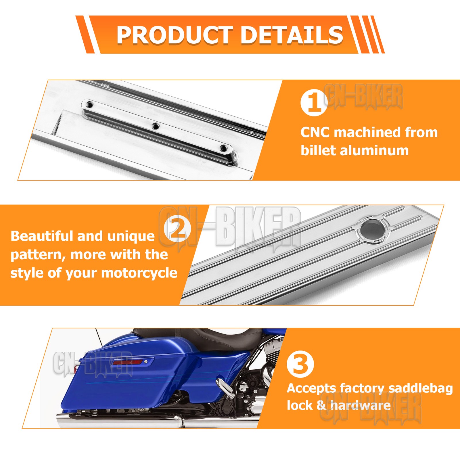 Horizontal Stripe Saddlebag Guard Latch Covers For Harley Touring Road King 14+