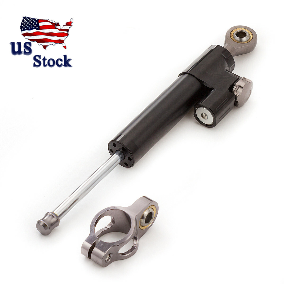 Universal CNC Black&Gray Motorcycle Adjustable Steering Damper Stabilizer Top