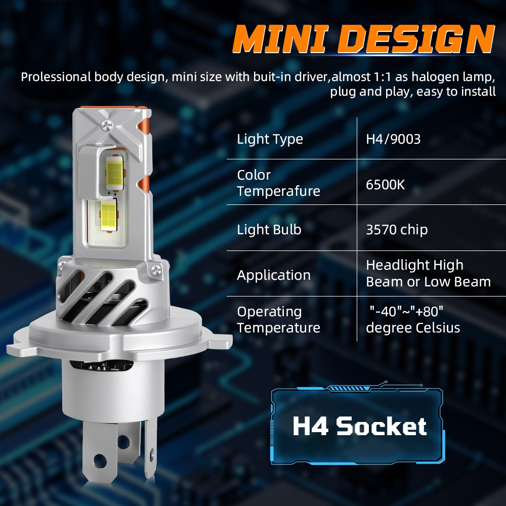 Bright 6500K LED headlight bulb 55W New for Kawasaki Z125 Pro 2017-2026