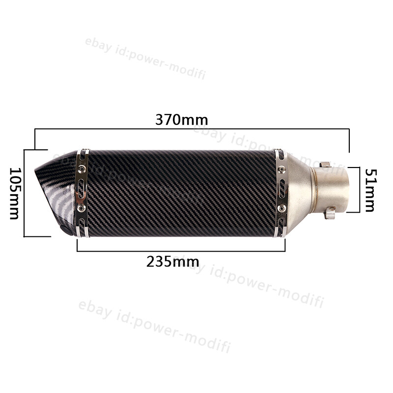 51mm For Yamaha YZF R6 1998-2005 Slip On Exhaust System Mid Pipe Black Muffler