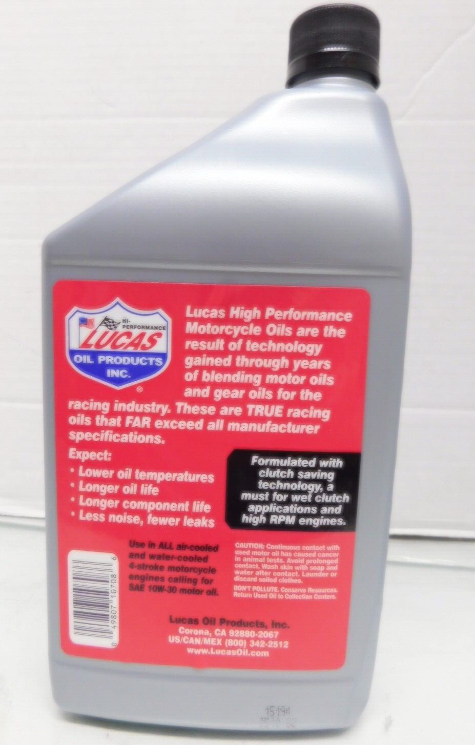 Lucas Oil High Performance Synthetic 10W-30 Motorcycle Oil ,32 fl. oz