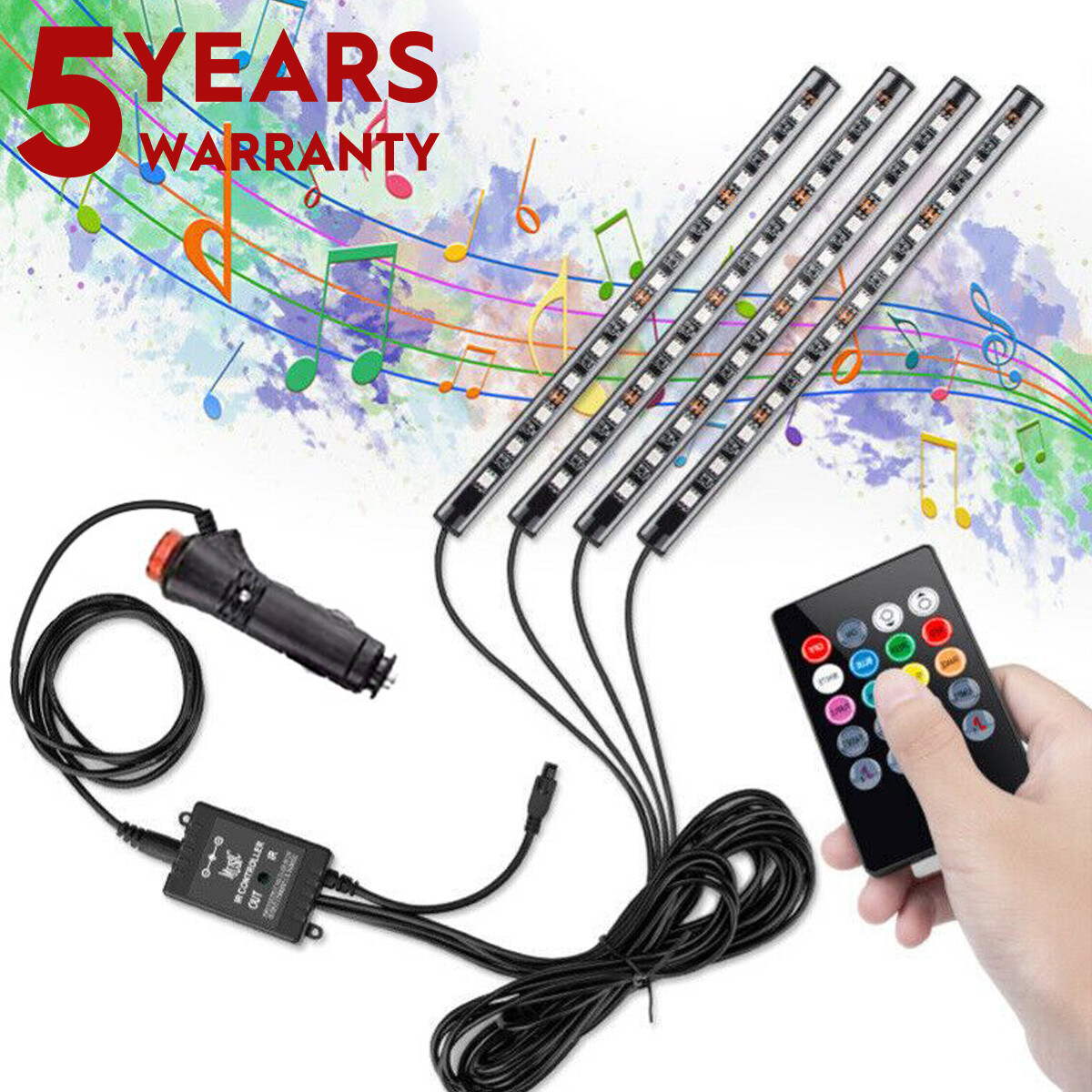 4PC Motorcycle Waterproof RGB LED Strip Light Under Glow Neon Kit Music Control