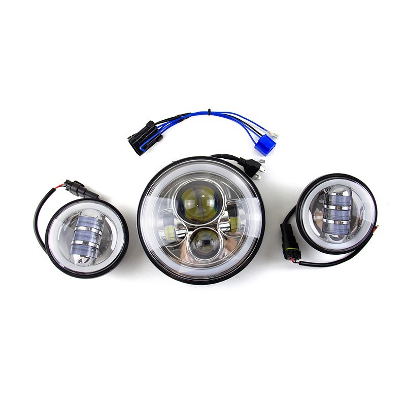 7″inch LED DRL Headlight + Passing Lights For Harley Davidson Touring Road King