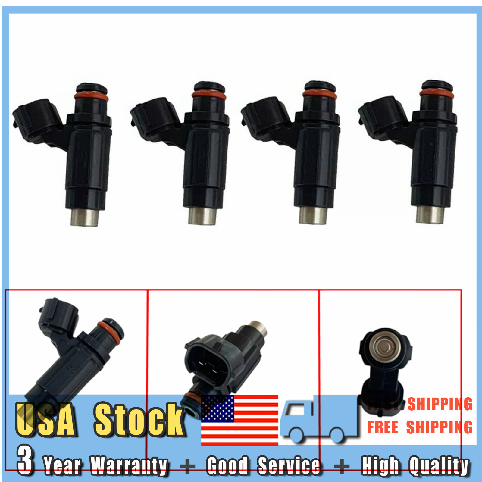 4Pcs New Fuel Injectors 49033-0013 For Kawasaki Ninja ZX600 ZX6R Z750 2007-2012