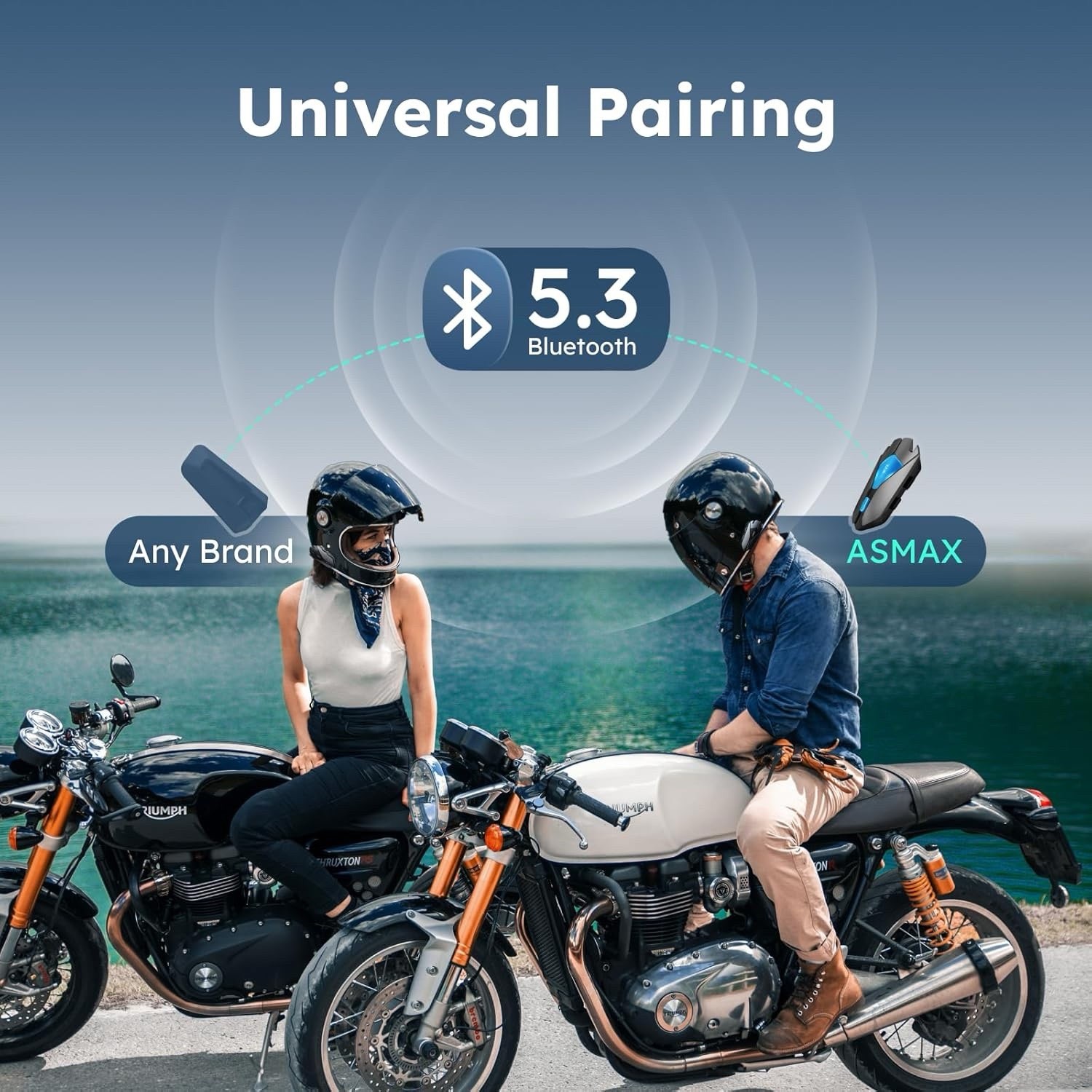 2 Pack ASMAX Z1 Motorcycle Bluetooth Mesh Headset Helmet Intercom V5.3