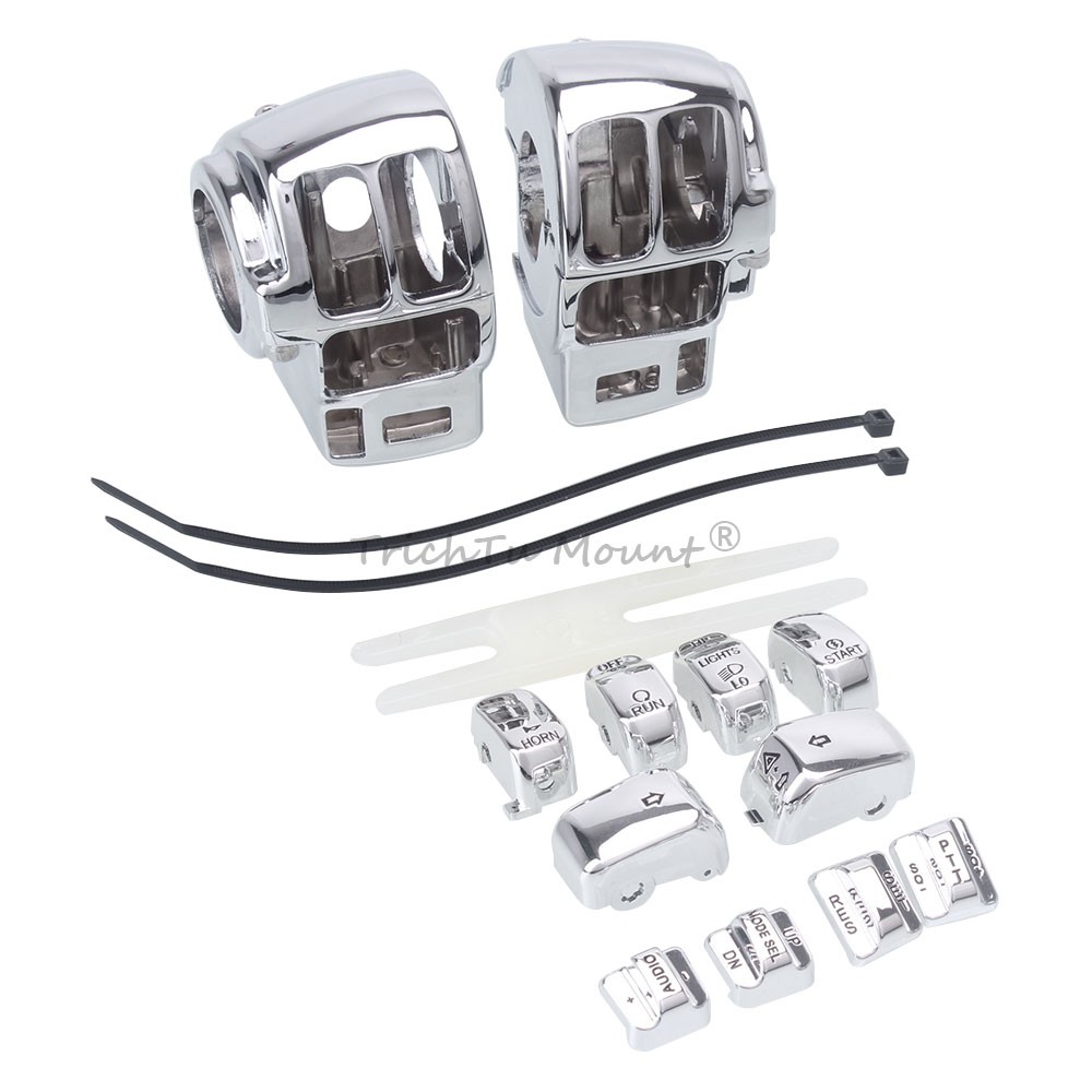 Chrome Switch Housing Cover Set Aluminum&Plastic For Harley Touring CVO 96-13