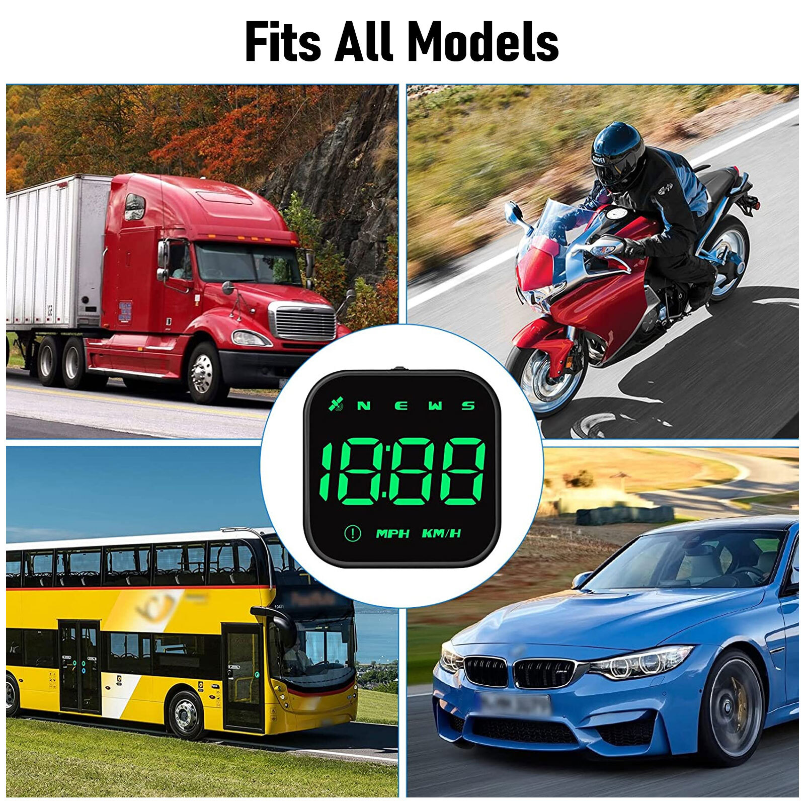 Universal Car HUD Digital GPS Speedometer Head Up Display MPH Overspeed Alarm US