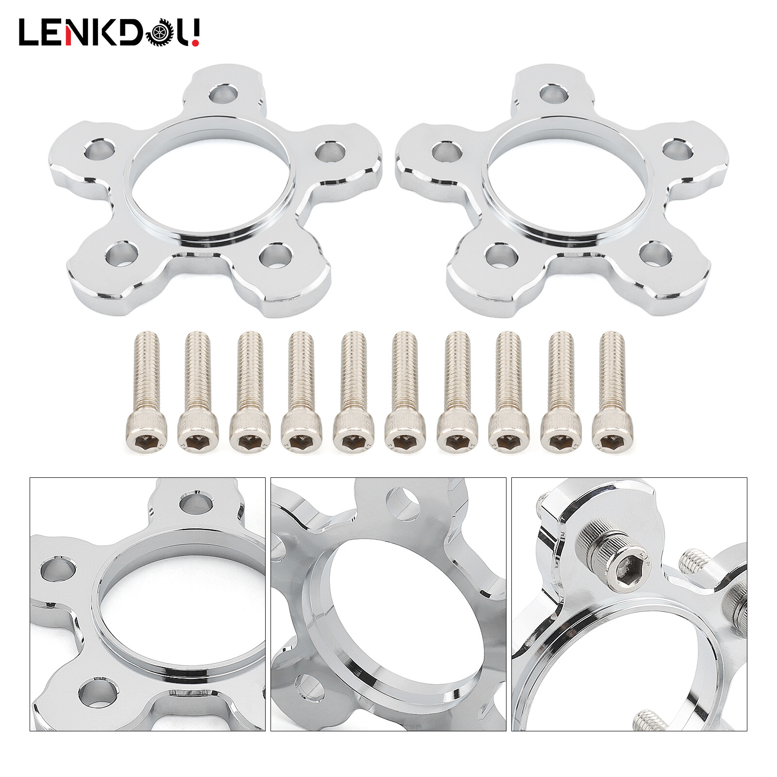 Chrome 10mm Thick Wheel Rotor Pulley Spacers For Harley Touring Flht 1984-2008