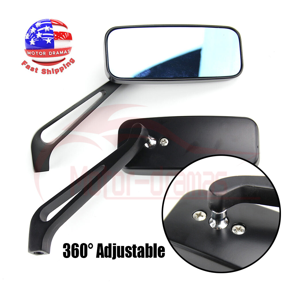 Black Motorcycle Rearview Side Mirrors 8mm 10mm Mount For Kawasaki Suzuki Honda