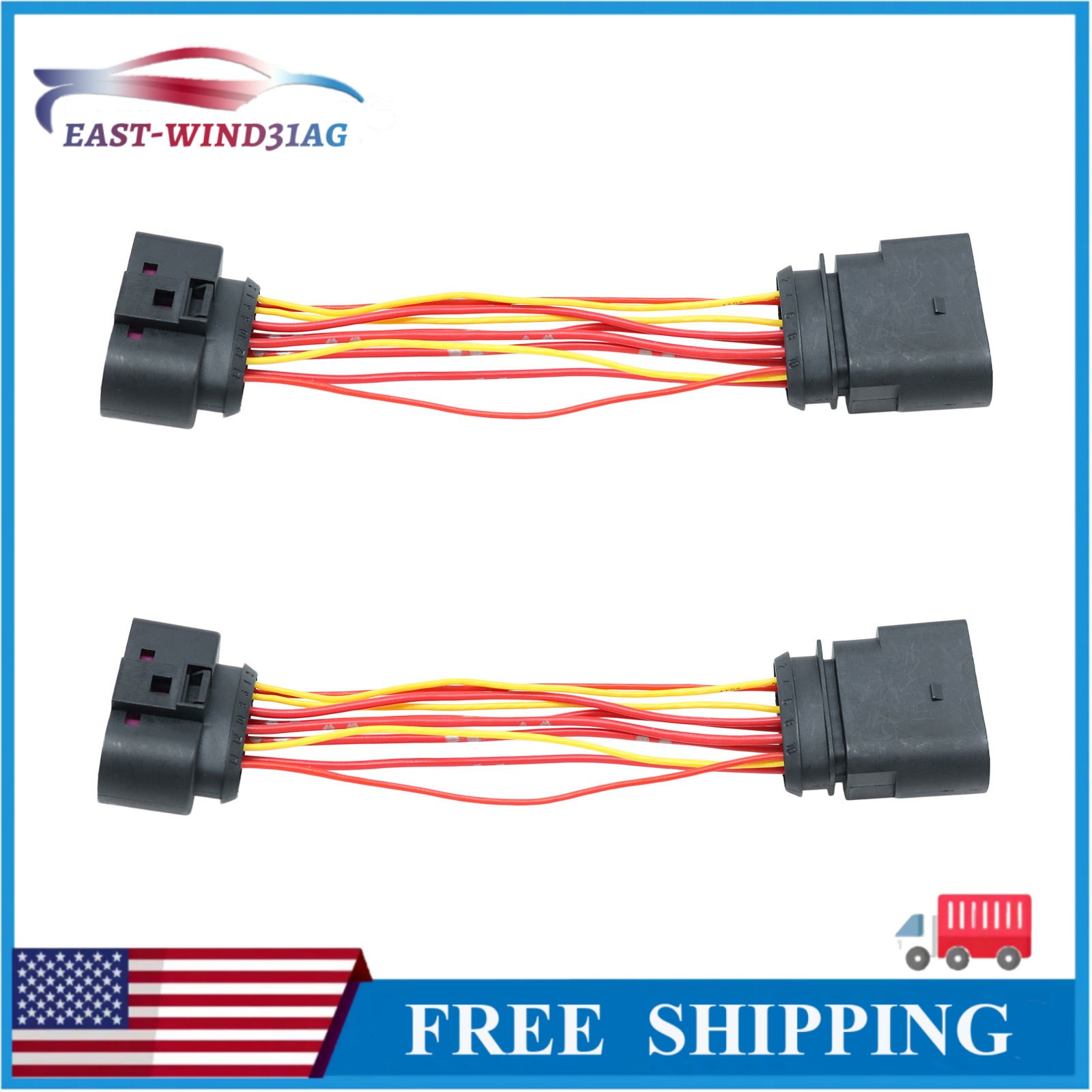 2PCS 14 to 14 Pin Xenon HID Headlight Connector Adapter For VW Audi Skoda