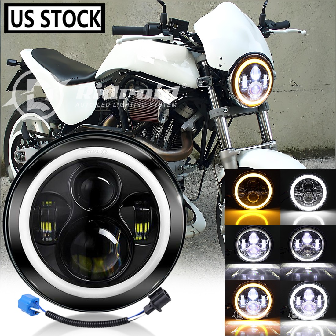 7″ LED Headlight Turn Signals DRL Halo Projector For Buell Blast X1 Motorcycle