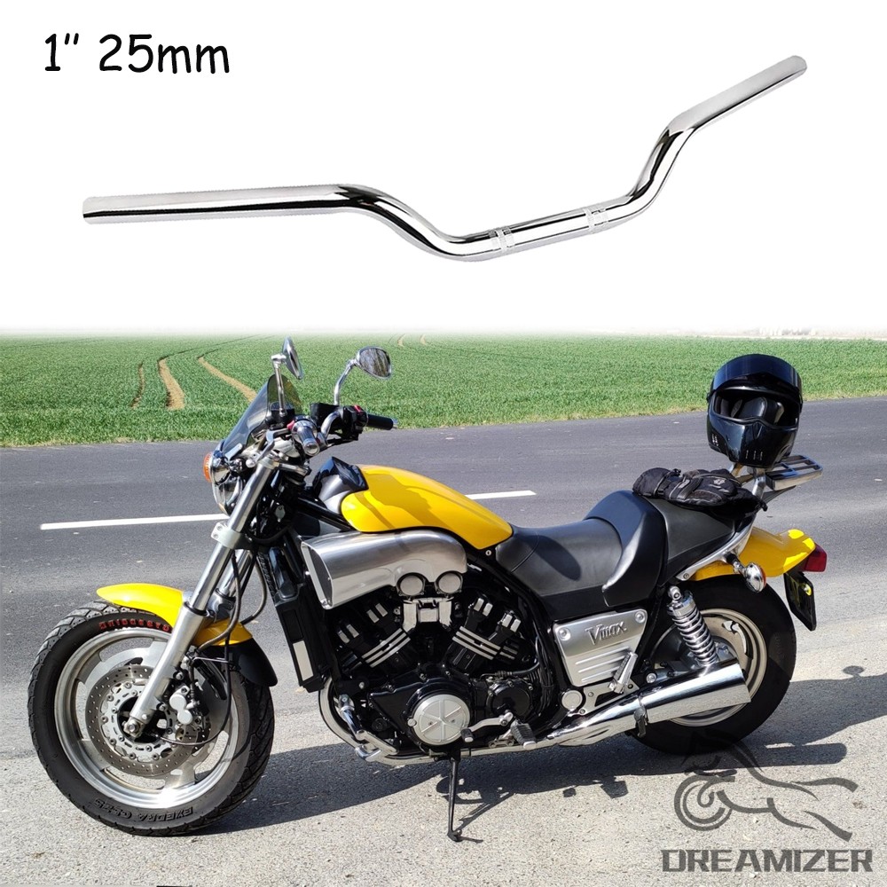 Motorcycle 1″ 25mm Tracker Drag Bars Handlebar Chrome For Yamaha VMAX 1200 1700