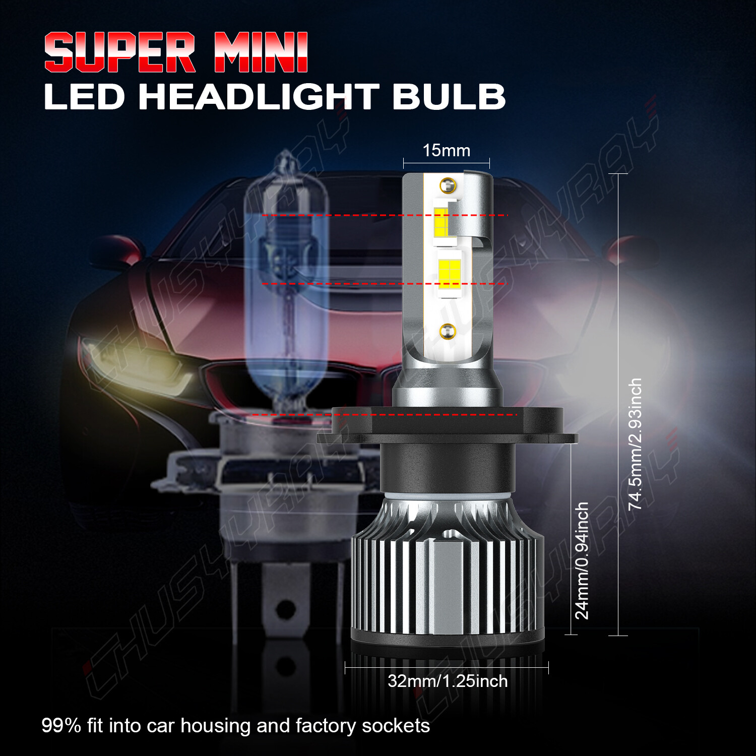 H4 LED Headlight Bulbs White Lights for Suzuki GSXR 600 750 1997-2003 Motorcycle