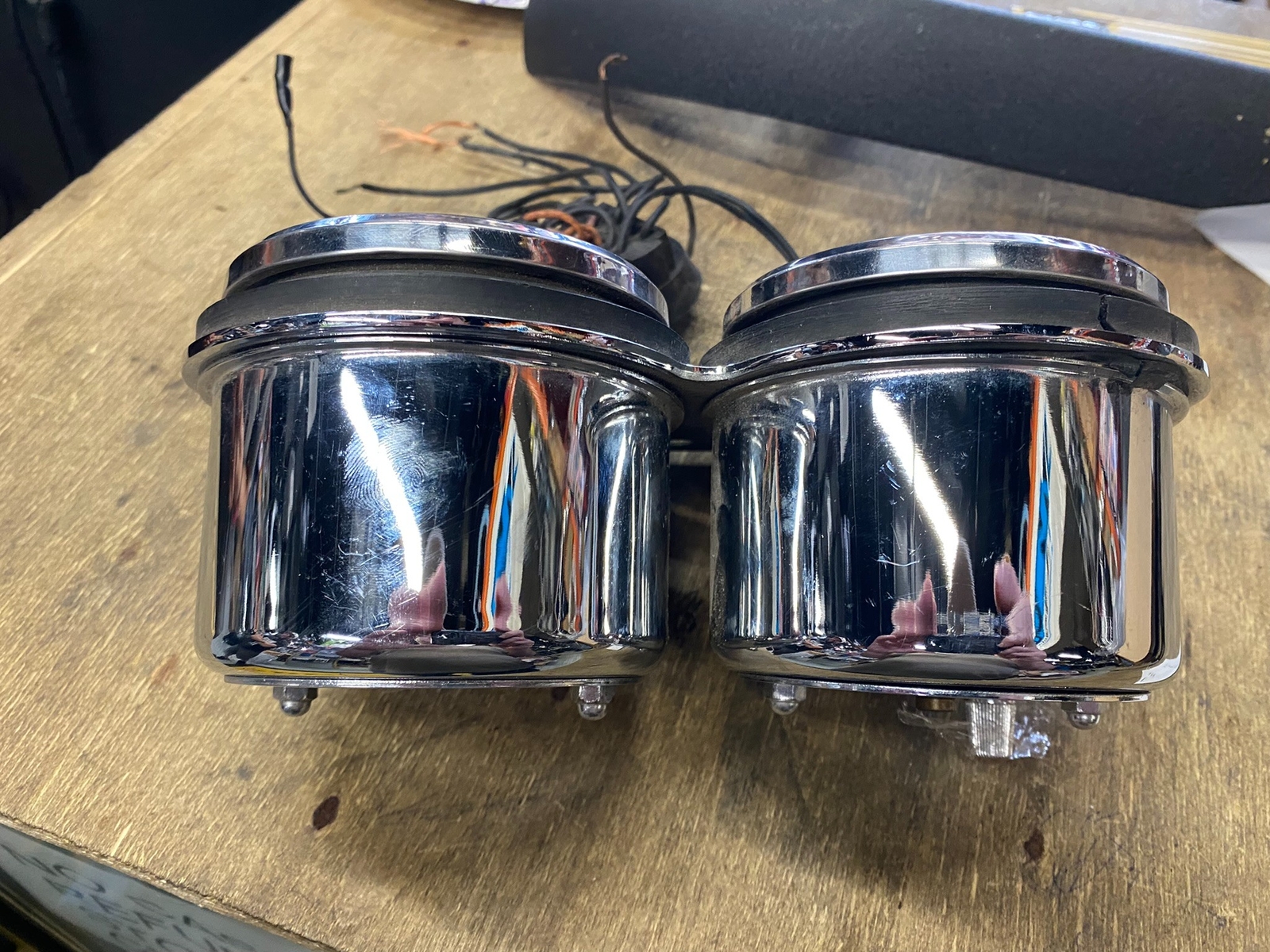 Chrome Guage Assy Speedo TAch Harley FXR Dyna Sportster Bracket Covers OEM Stock