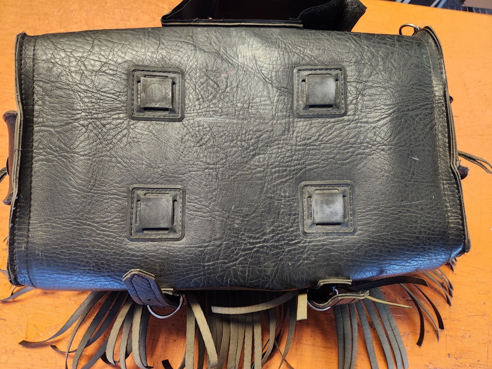 Faux Leather Motorcycle Saddle Trunk Bag American Biker Fringe Lightly Used