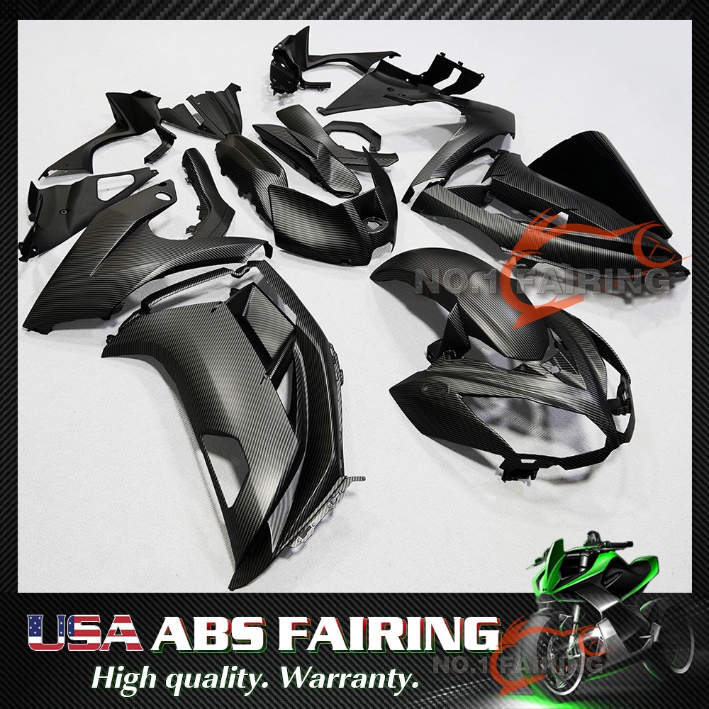 Flat Black Carbon Fiber ABS Fairings Kit For Kawasaki Ninja 650 2012-2015 ER6F