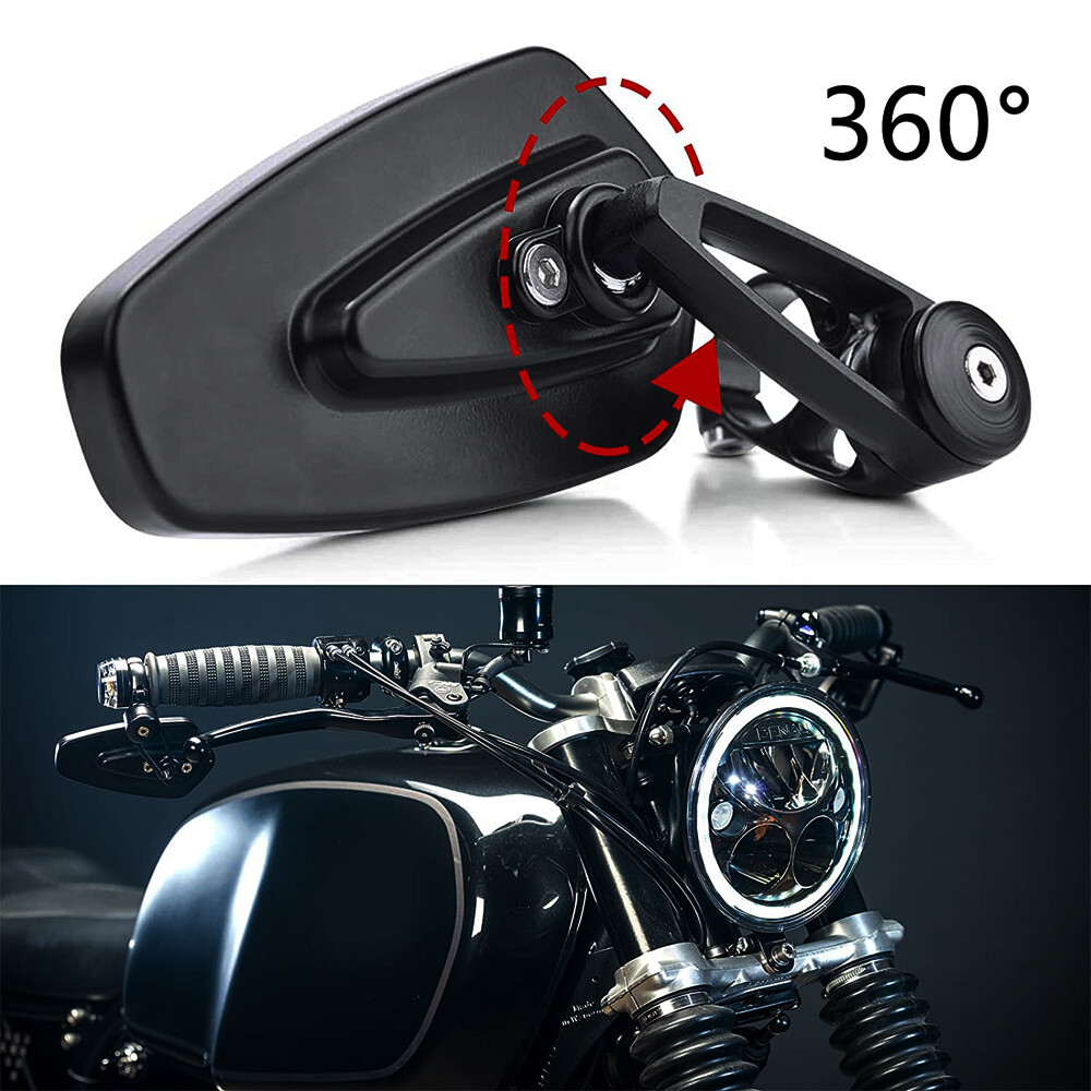 2x Universal Motorcycle 7/8” 22mm Aluminum Rear View Side Mirror Handle Bar End