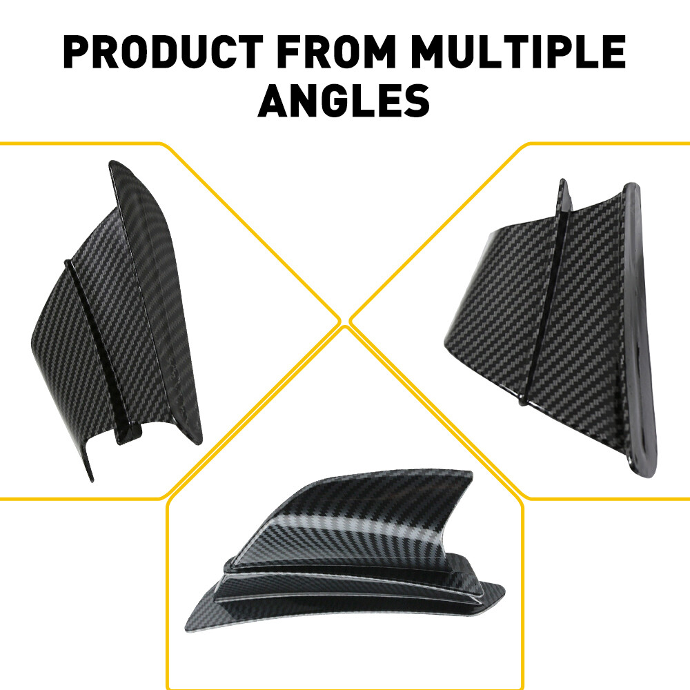 Carbon Fiber Universal Motorcycle Side Wing Spoiler Winglet Gloss Black Pair New