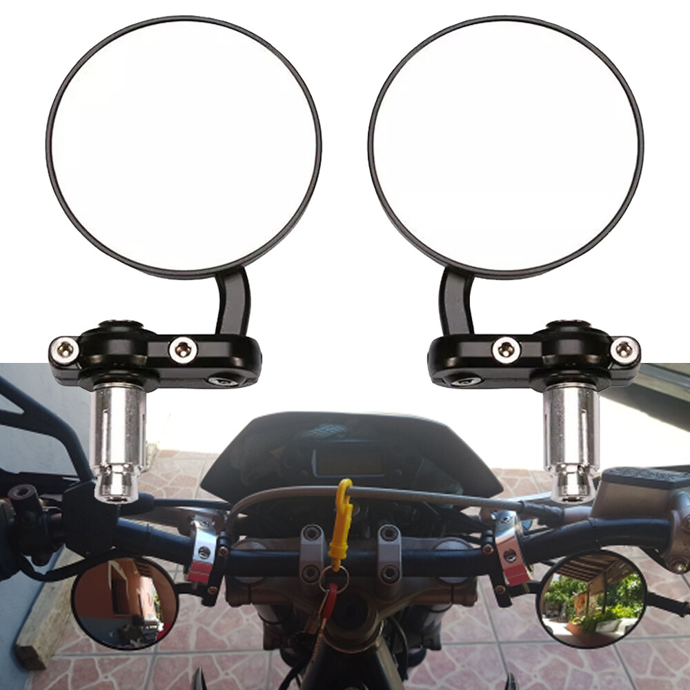 7/8″ 22mm Motorcycle Rear View Black Handle Bar End Side Rearview Mirrors L&R