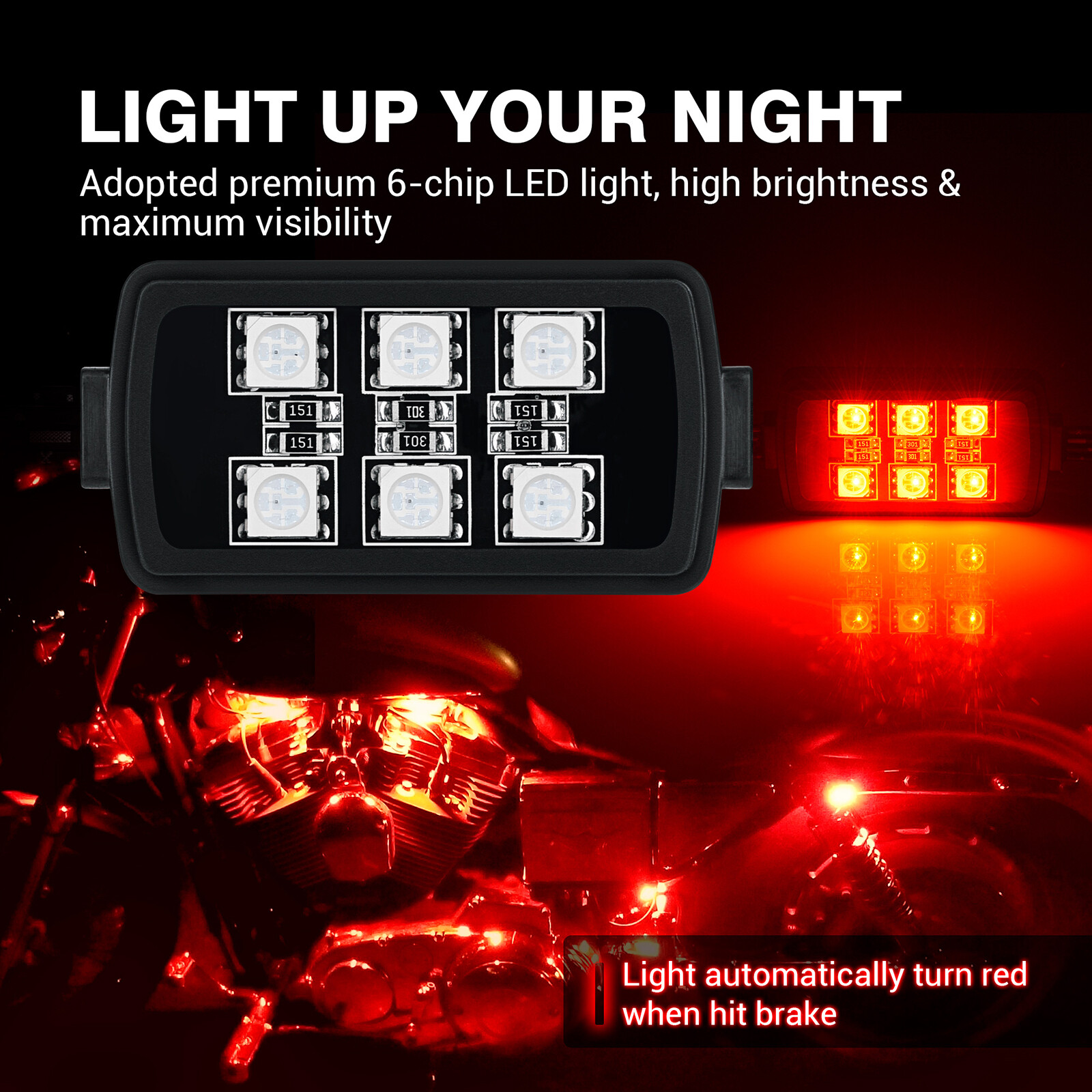 8pcs Pod Million Multi-Color RGB Motorcycle Underglow Neon LED Accent Light Kit