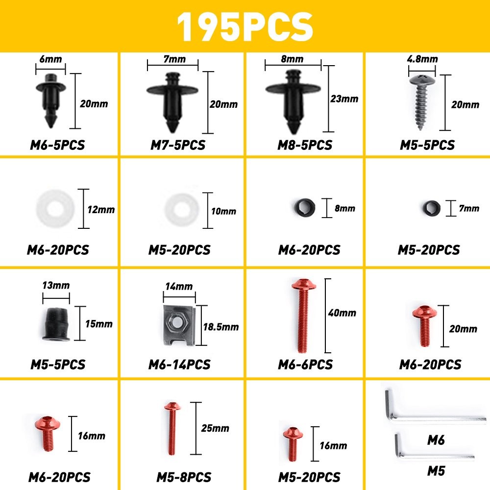 Red Screws Fairing Complete Bolts Kit Body Shell Hardware Motorcycle Universal B