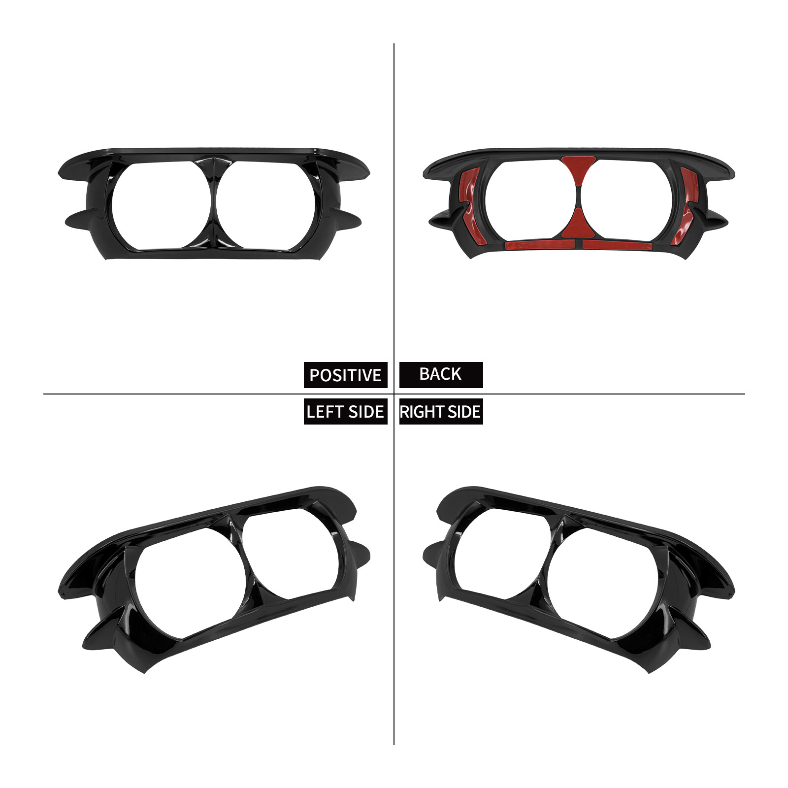 Vivid Black Headlamp Headlight Trim Cover Bezel Fit For Harley Road Glide 15-22