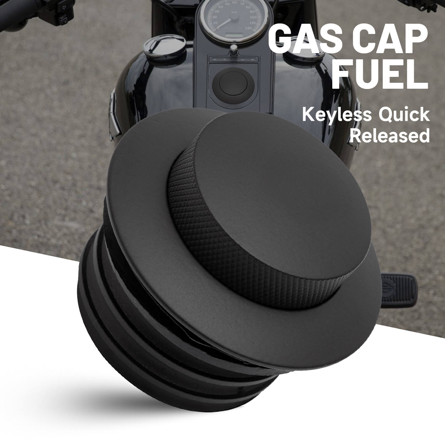 1X Pop-up Tank Gas Cap Black Vented Flush Mount Fuel Filler Cap Cover For Harley