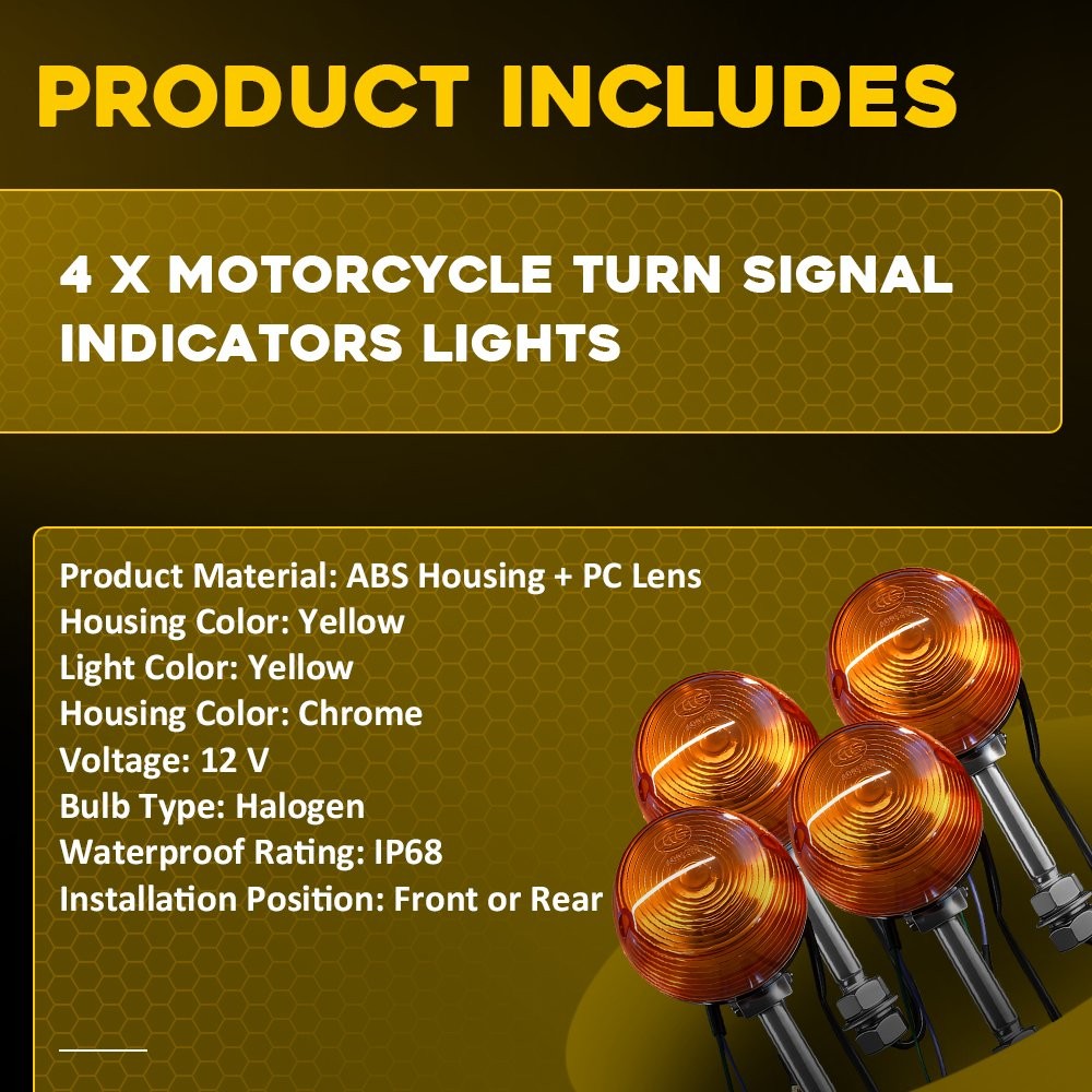 4x Amber Rear Turn Signal – Single Filament FOR Honda CB175/200/350/450/500/750