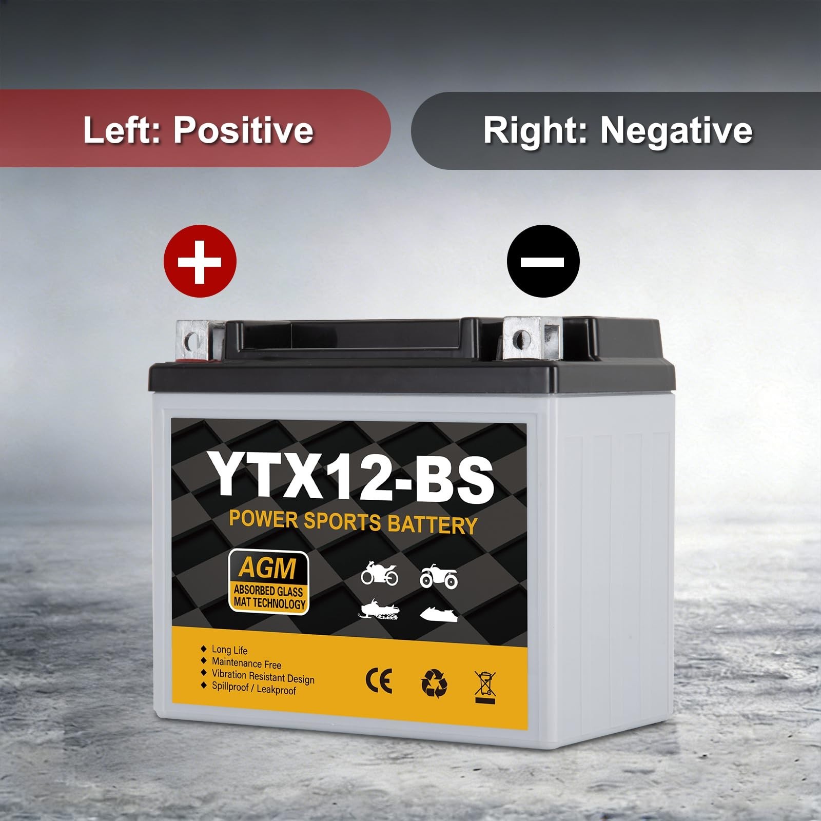 12V 10Ah Sealed AGM Motorcycle Battery – 180 CCA, Maintenance-Free, ATV/Scooter