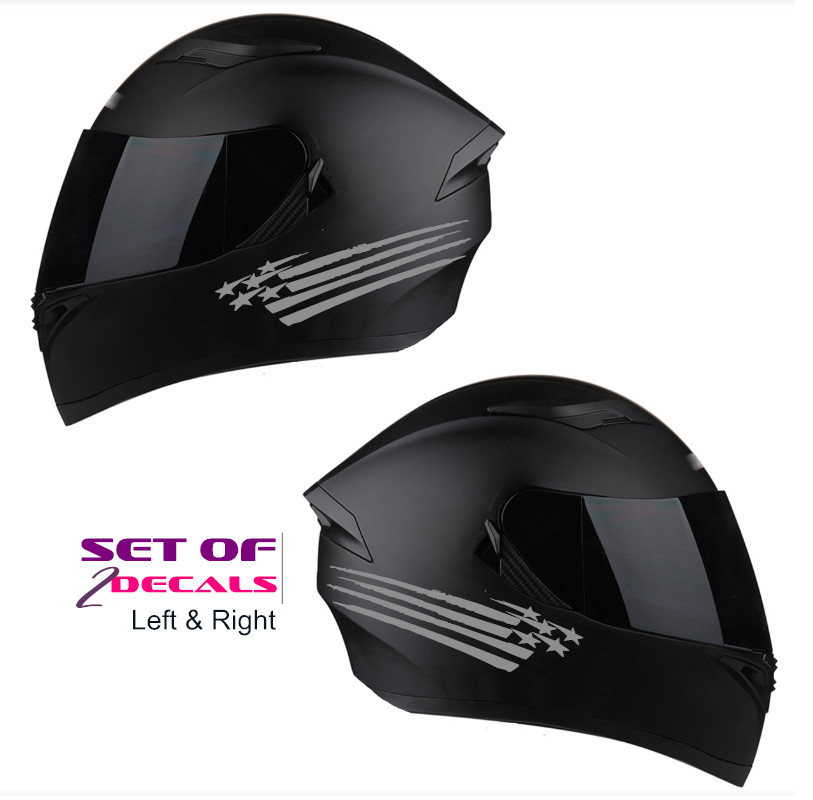 American Flag ripped , 2 Motorcycle Helmet Fire Stickers Decal , Bike kit [F16]
