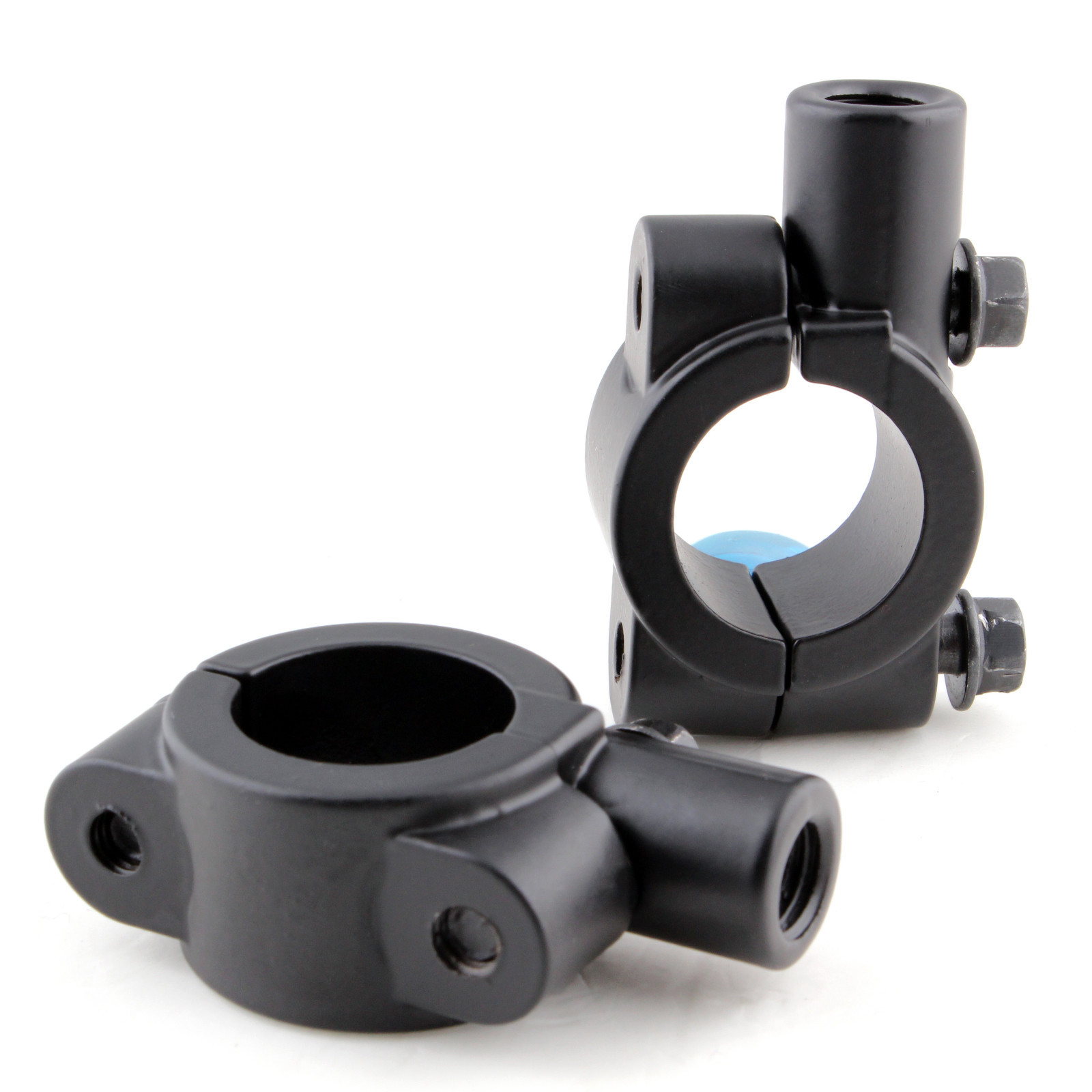 2X 8MM MIRRORS CLAMP ON MOUNT ADAPTER FITS 7/8″ HANDLEBAR SPORTS BIKES MINI BIKE