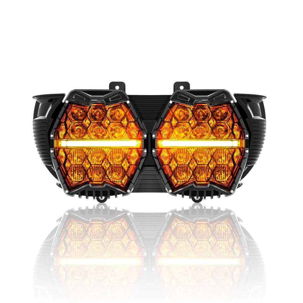 Dual LED Headlight Amber DRL, Hi-Low Beam For Harley Road Glide 2015-2021 2022