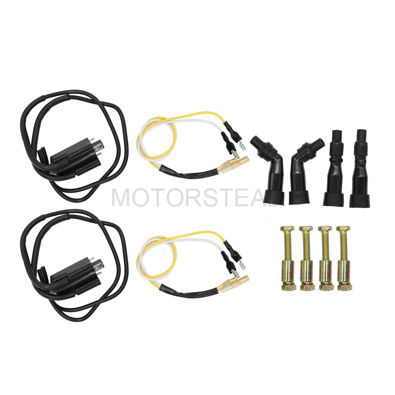 Fit For Suzuki GS550 GS650 GS750 850 1000 2Pcs Ignition Coils & Spark Plug Caps