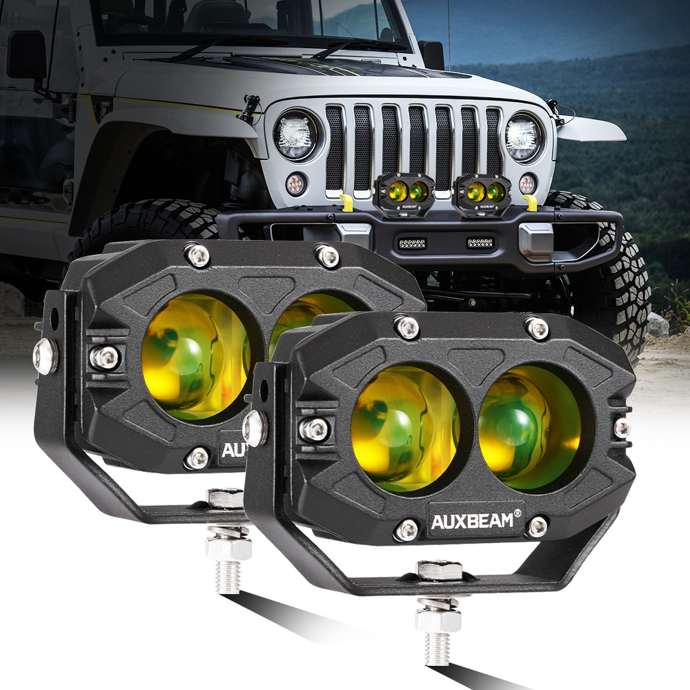 AUXBEAM 4″ Motorcycle LED Driving Lights Bar Spot Fog Pods For Harley Road Glide