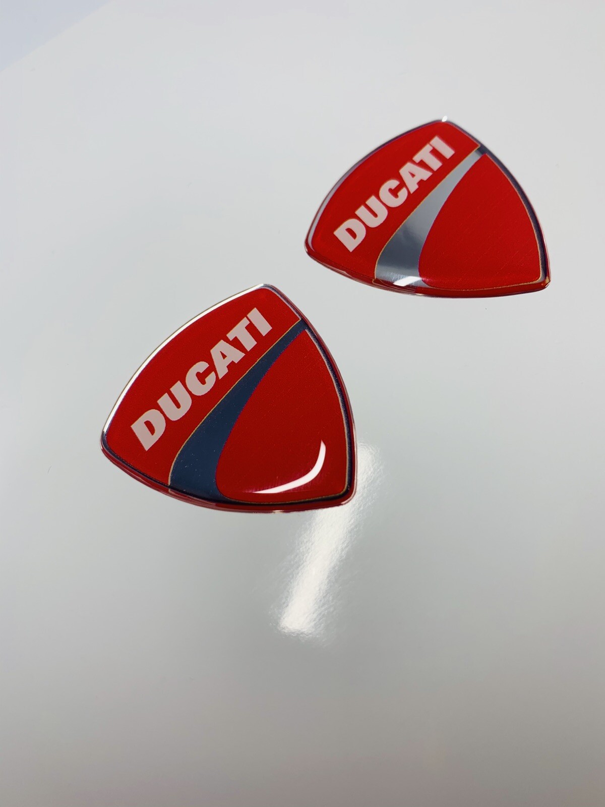 (2)1.5″x1.5″ Ducati Red Motorcycles Big Bike Helmet 3D Decal Raised Domed Emblem