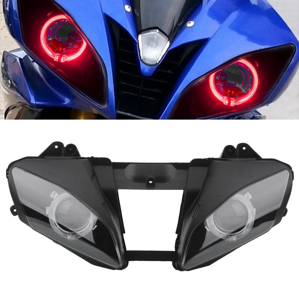 Fully HID Headlight Assembly Red Angel Eyes Headlamp For Yamaha YZF R6 2006-2007