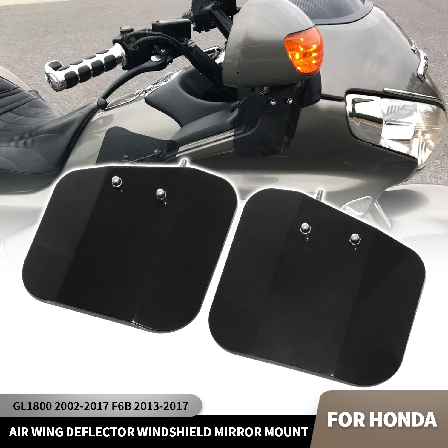 Black Left Right Side Wind Wing Deflector Mirror Guard For Honda Goldwing GL1800