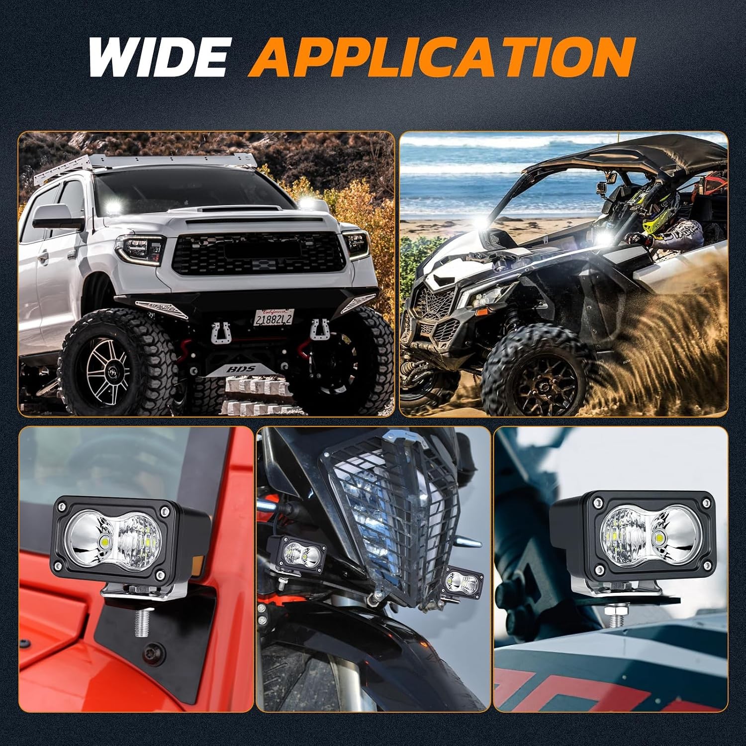 3 Inch 40W LED Pods Lights, Off Road Ditch Light Spot Flood Driving Cubes, 2 Pac