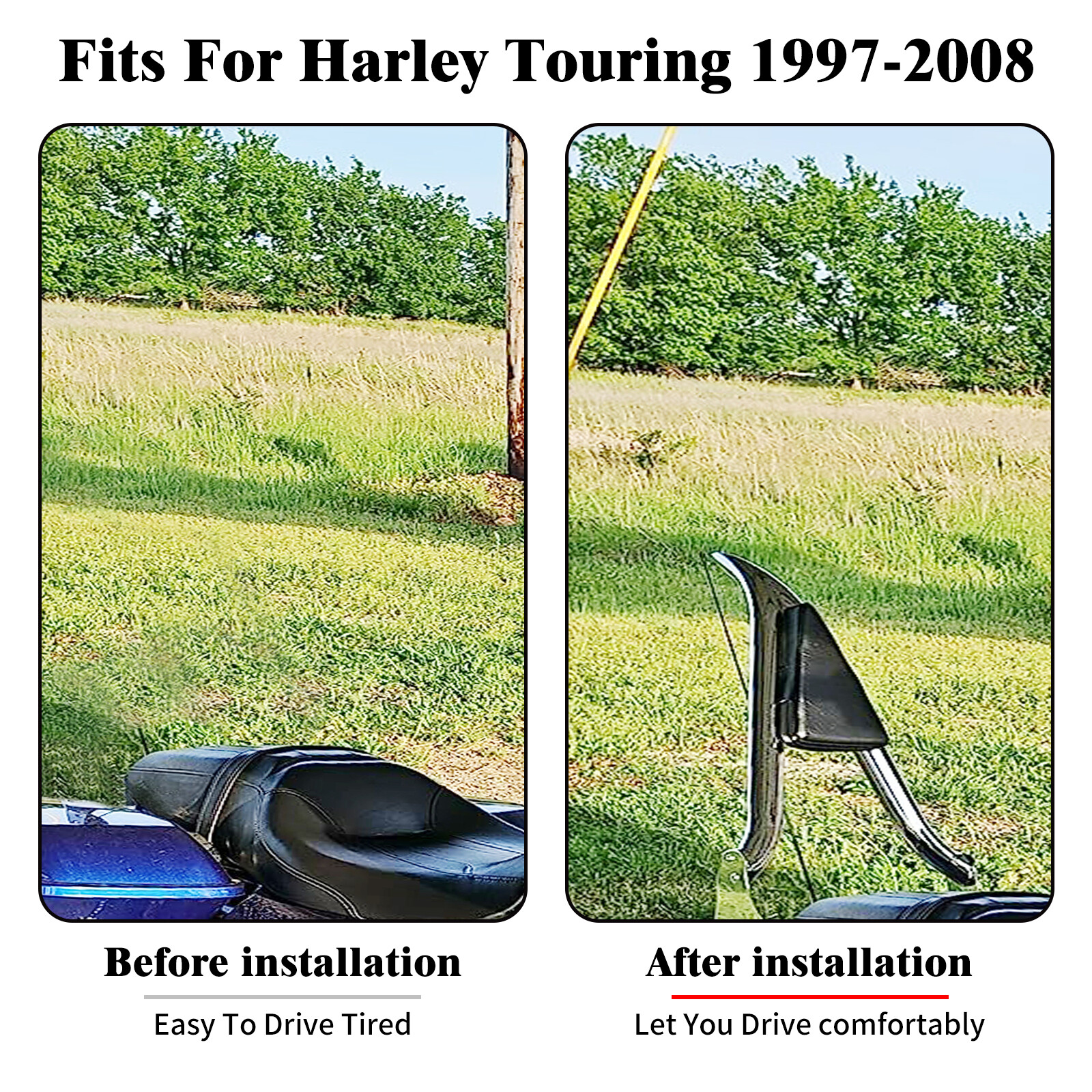 Chrome Passenger Backrest Detachable Sissy Bar Fit For Harley Touring CVO 97-08