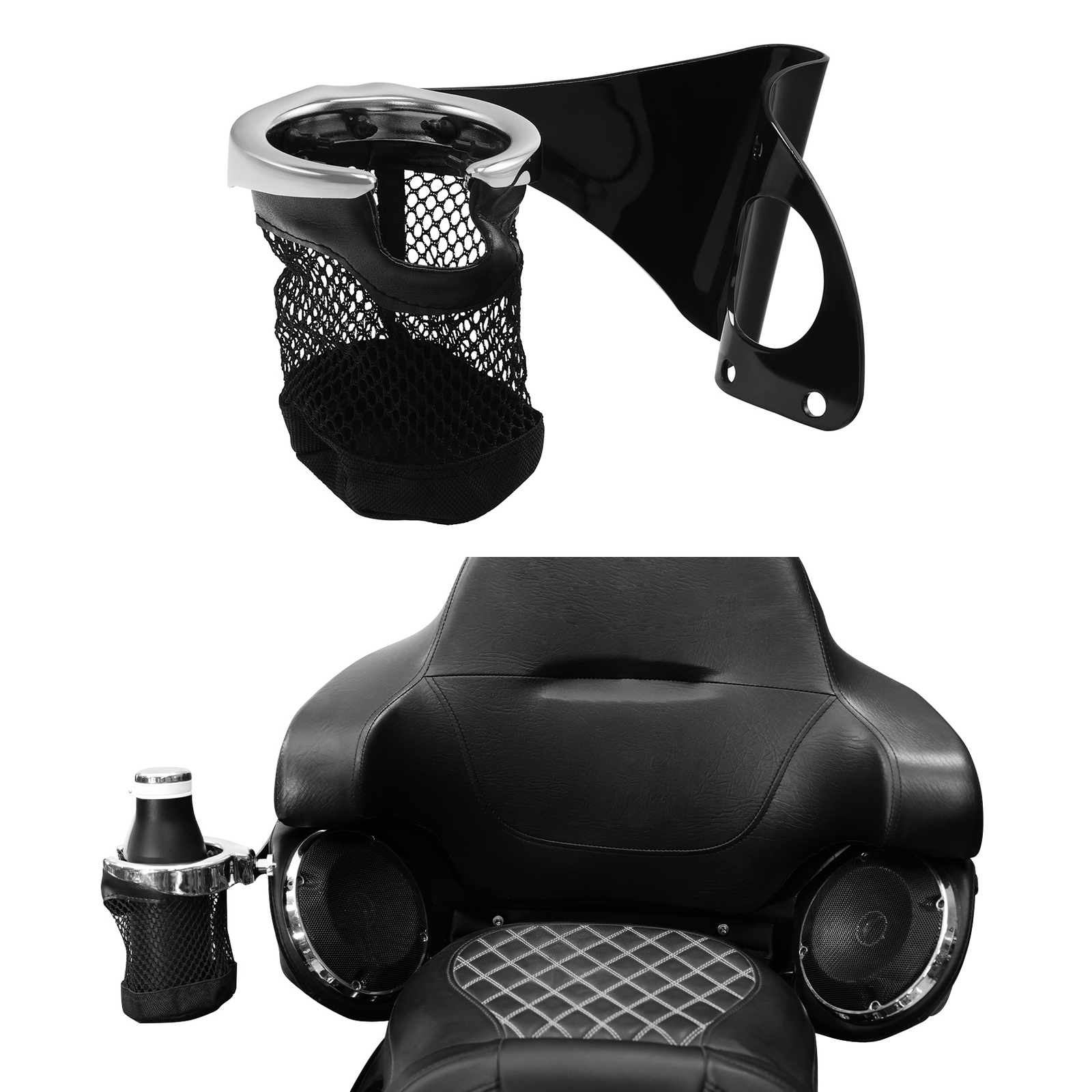 Rear Drink Cup Holder Passenger For Harley Touring Electra Street Glide 14-Up 22