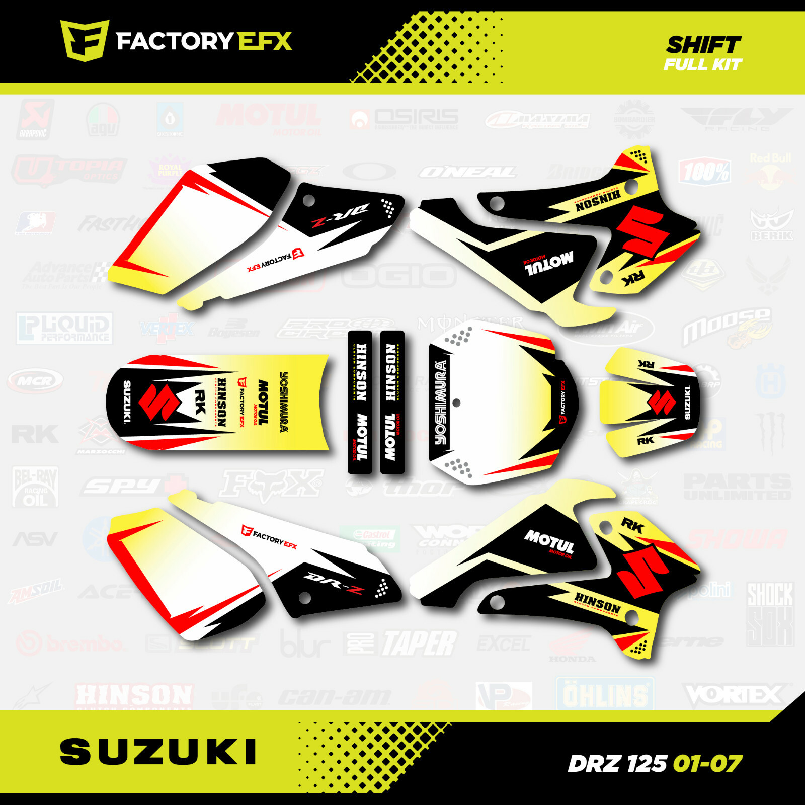 Racing Graphic Kit fits Suzuki DRZ125 01-07 DRZ 125 SHIFT Graphics Decal MX Dirt