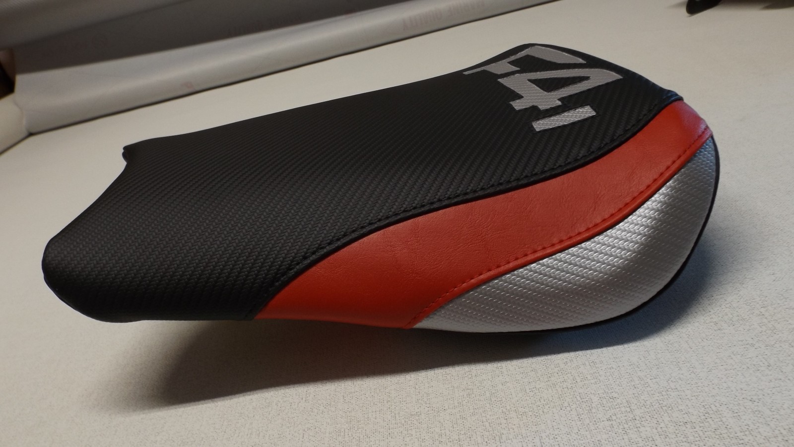 HONDA 01/02/03 CBR600 F4i FRONT & REAR SEAT COVERS BLACK/RED/SILVER CUSTOM FIT