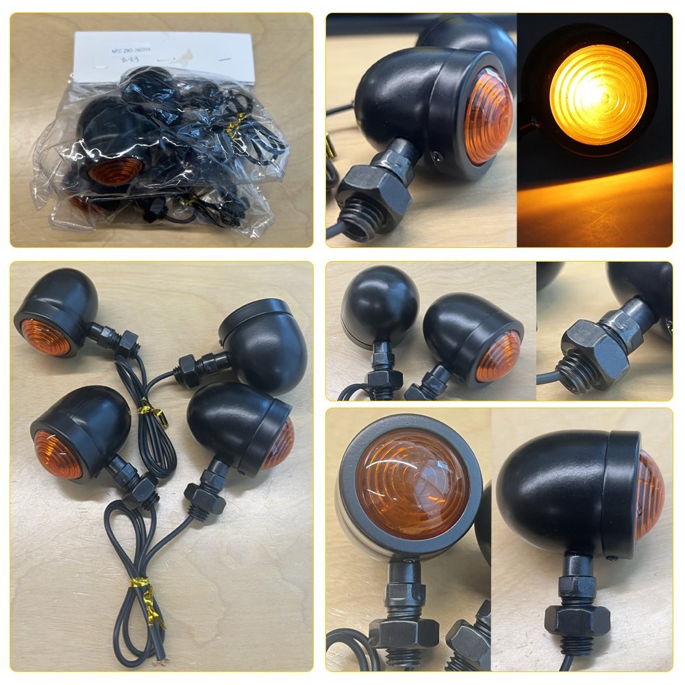 Motorcycle Amber Lens Turn Signals Light Black Bullet Lamps Universal 12V 1-5SET