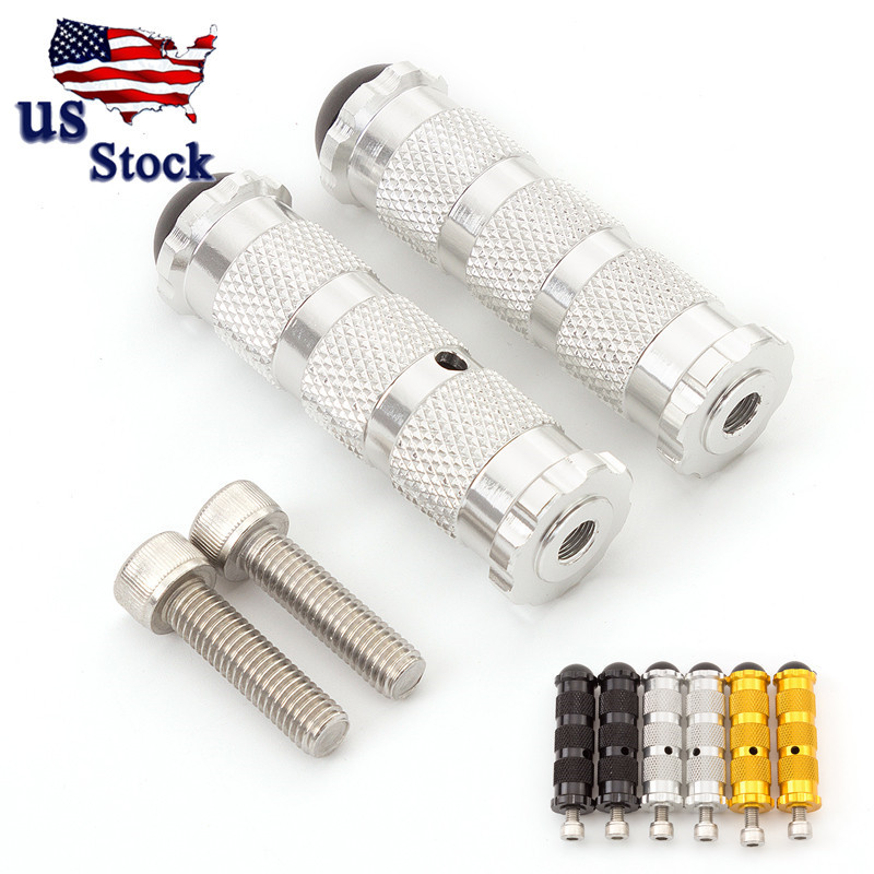 FXCNC USA Universal Footpeg Rider Foot Rest Pegs Set Rearset Pedal Bike Silver