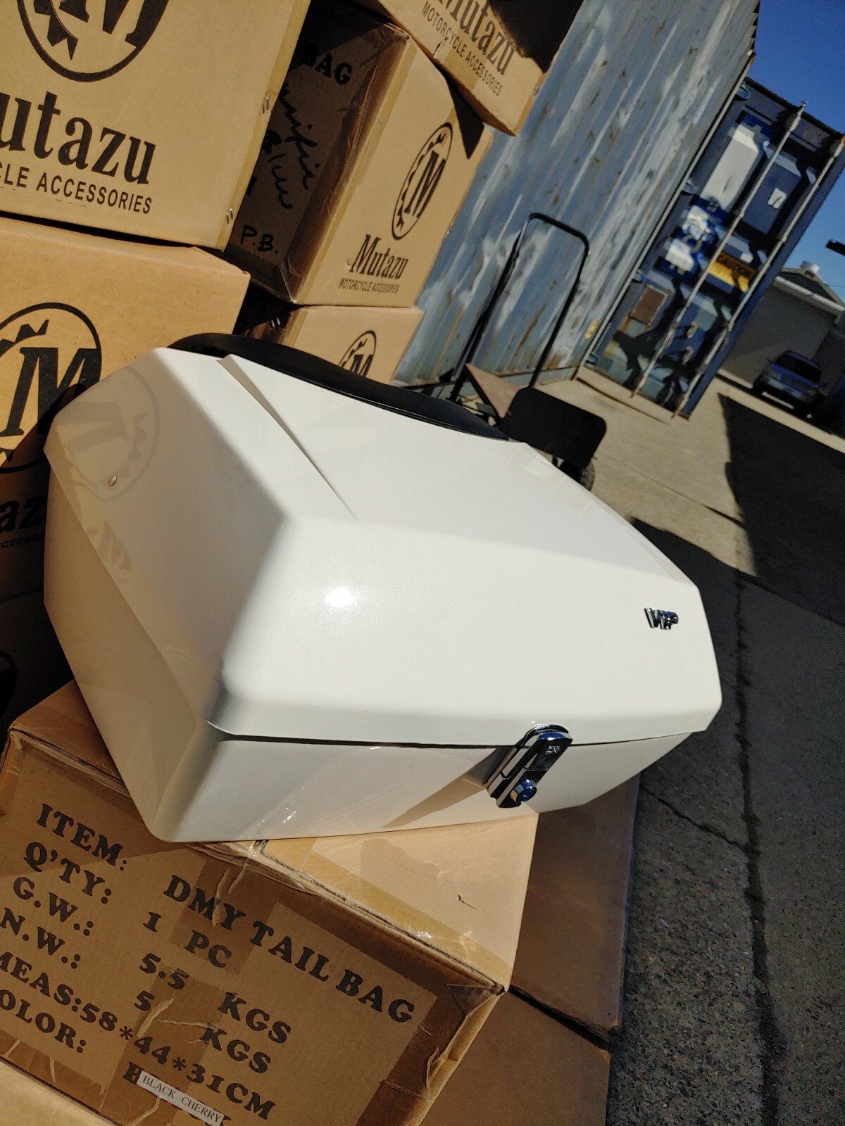 Pure White DMY Universal Trunk Tour Pak fits Harley Touring & Metric Cruisers