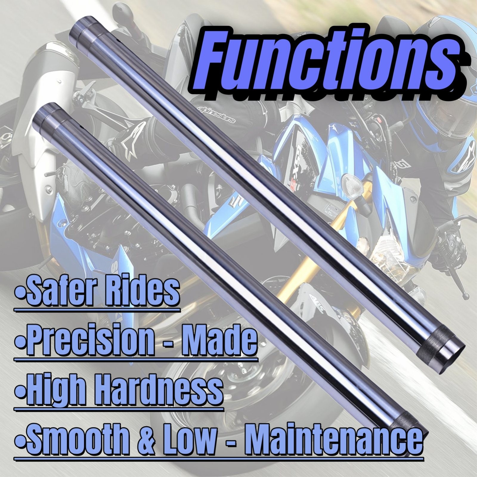 2Pcs Front Suspension Inner Fork Tubes Pipes for Suzuki GSX-S750 2018-2019
