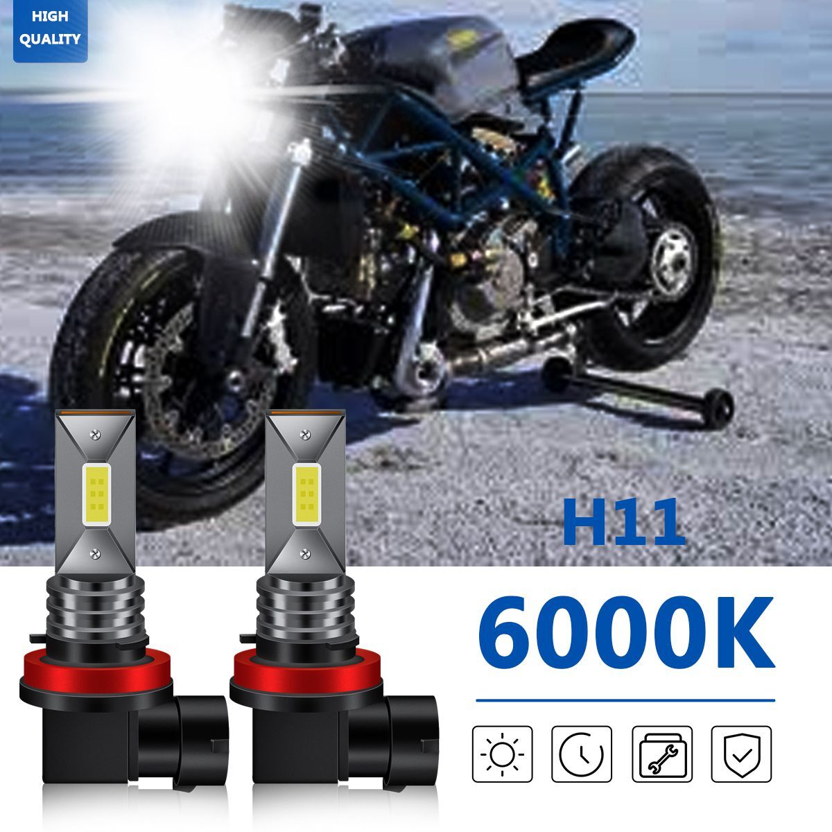 For Ducati 848 899 959 1098 1198 1298 LED Motorcycle Headlight Hi/Lo Beam Bulbs